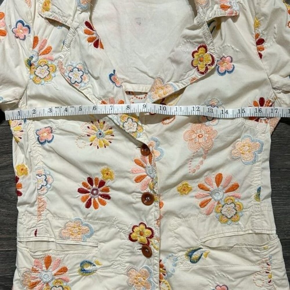 Johnny Was Embroidered Floral Blazer Small Boho Cottagecore Colorful Hippie - Picture 8 of 13